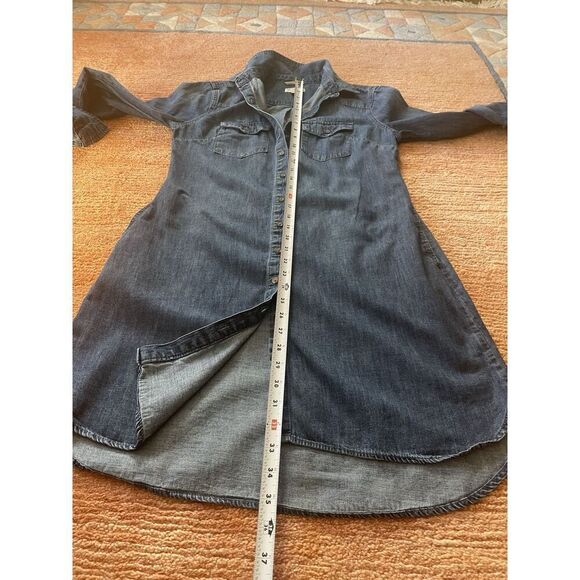 Merona Denim Shirt Dress S/P Button Front Long Sleeve 100% Cotton Pockets - Picture 5 of 8
